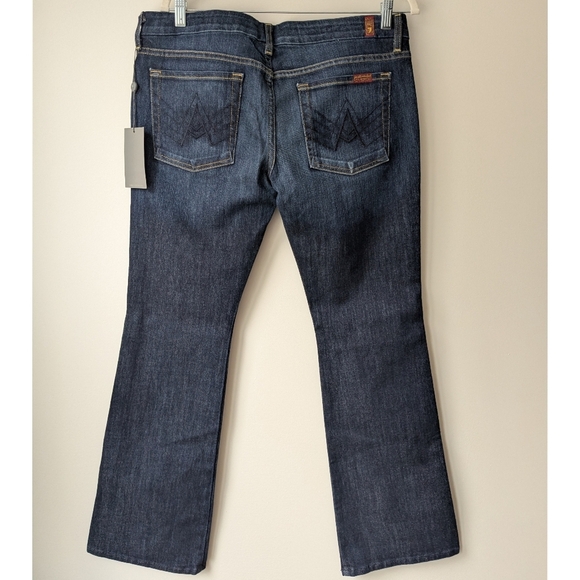 7 For All Mankind A Pocket Flare Jeans in Nouveau New York Dark Wash - Picture 5 of 8